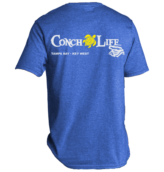 Royal Heather Blue Tri Blend Shirt with Yellow Turtle