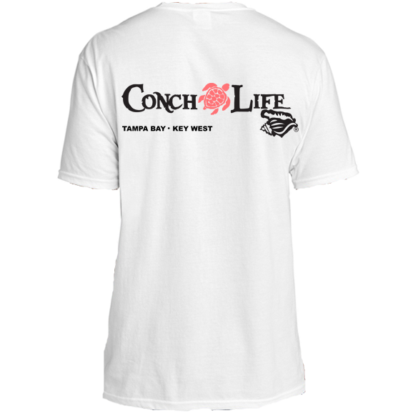 White Tri Blend Shirt with Coral Turtle