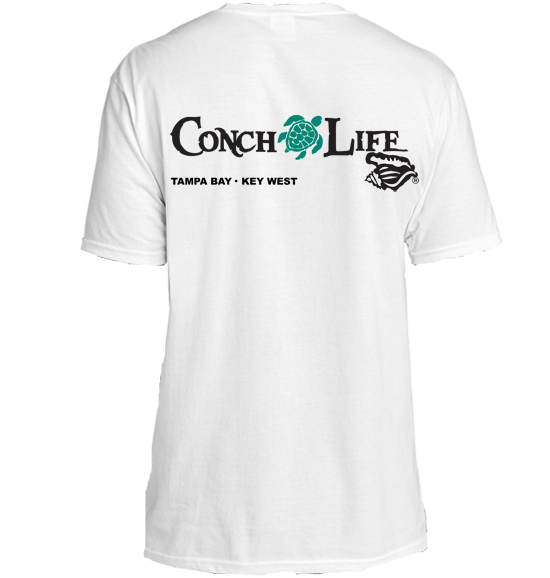 White Tri Blend Shirt with Turquoise Turtle