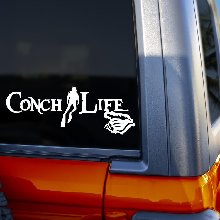 ConchLife™ Diver Logo Vinyl Decal White