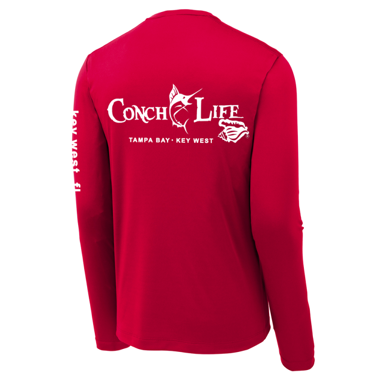 True Red UPF50 Dri-Fit Long Sleeve Marlin key west, fl on Sleeve