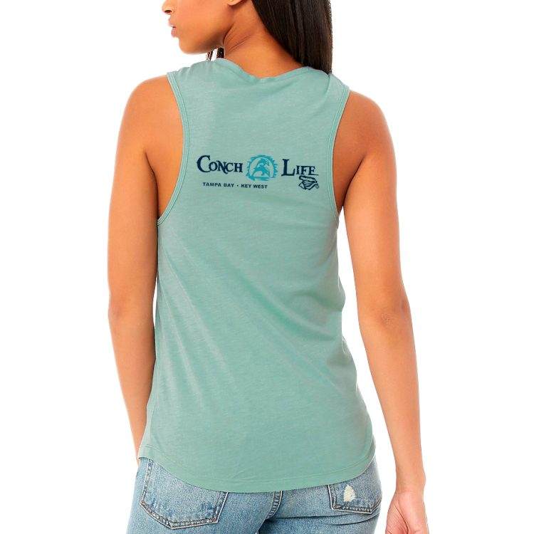 Heather Dusty Blue Dolphins Muscle Tank