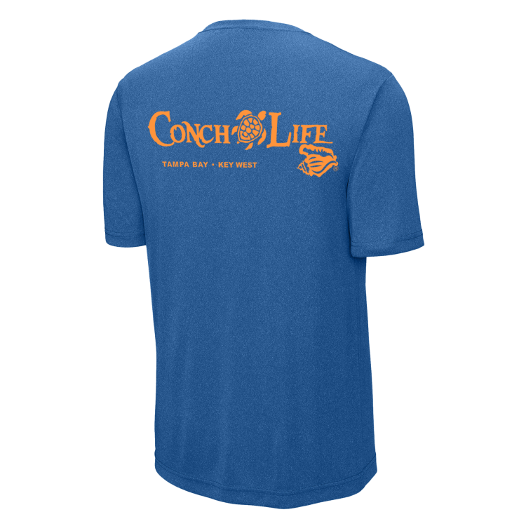 Royal Heather UPF50 Dri-Fit Orange Turtle and ConchLife Logo Short Sleeve Shirt