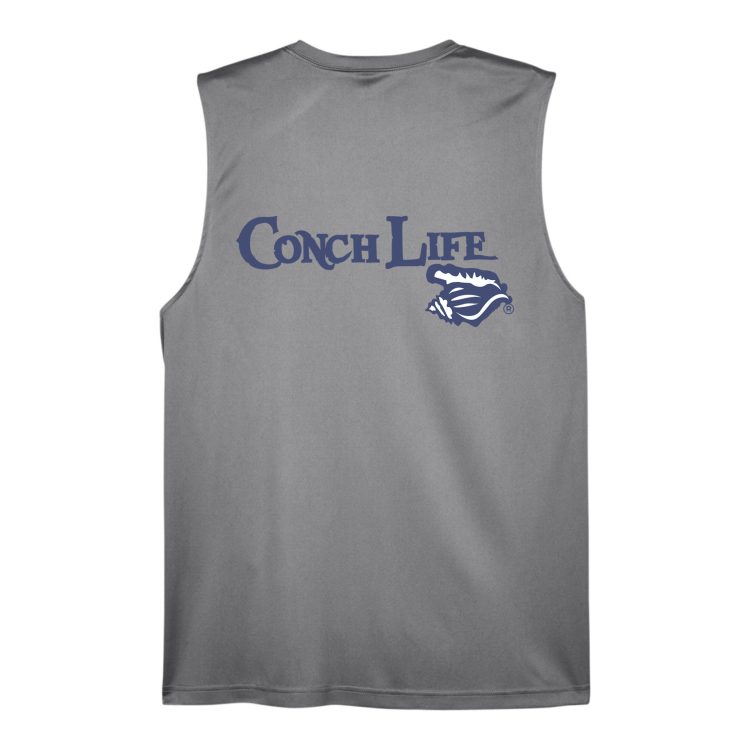 Dri-Fit Silver Mens Muscle Tank with Navy ConchLife Shell Logo